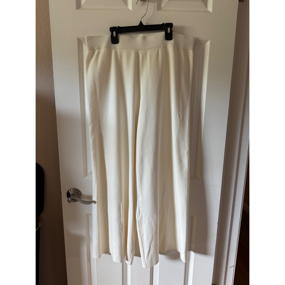 Marled Cream Ribbed Wide Leg Lounge Pants Rayon Polyester‎ Blend Size XL